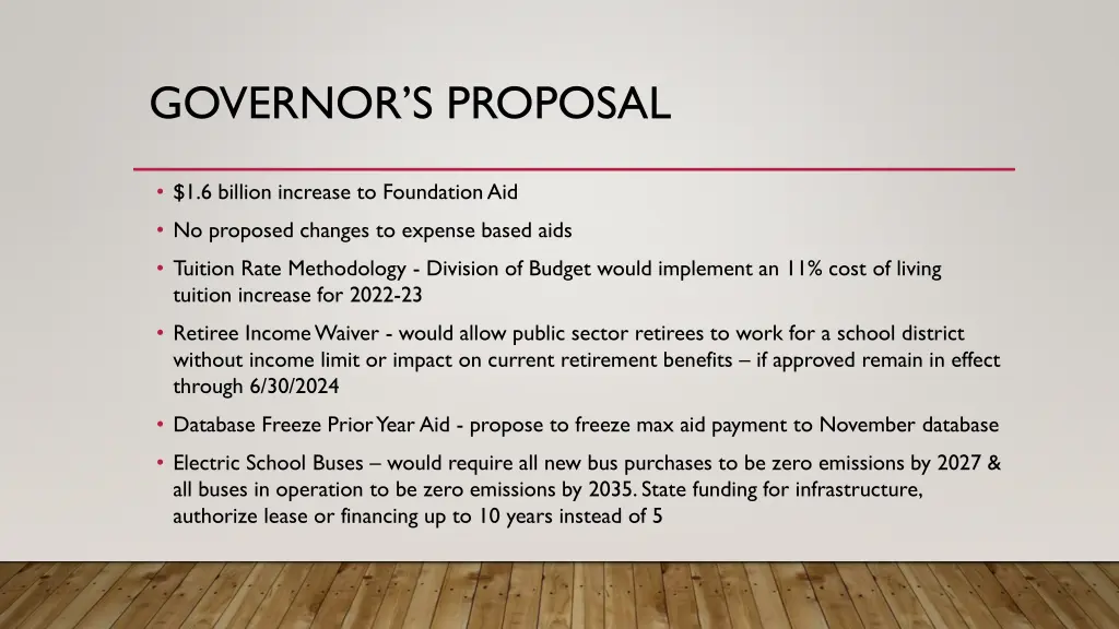 governor s proposal