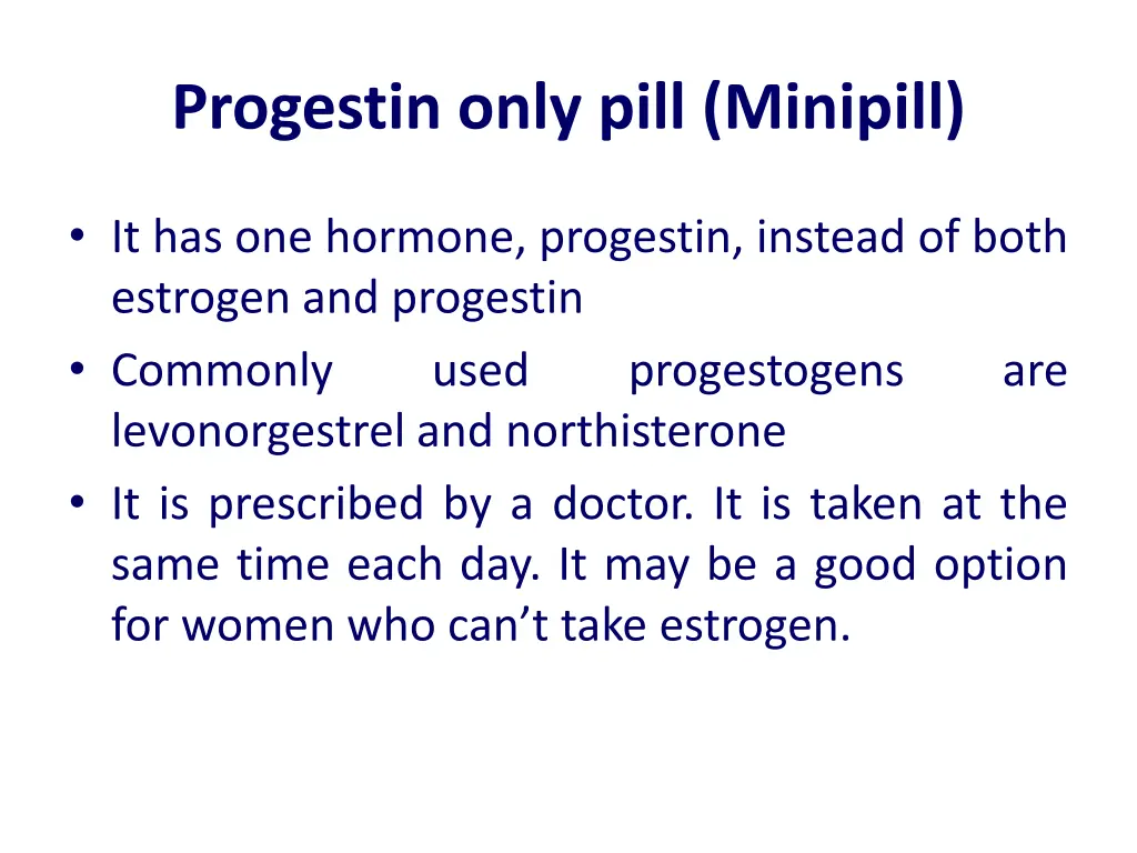 progestin only pill minipill