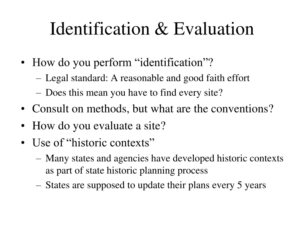 identification evaluation