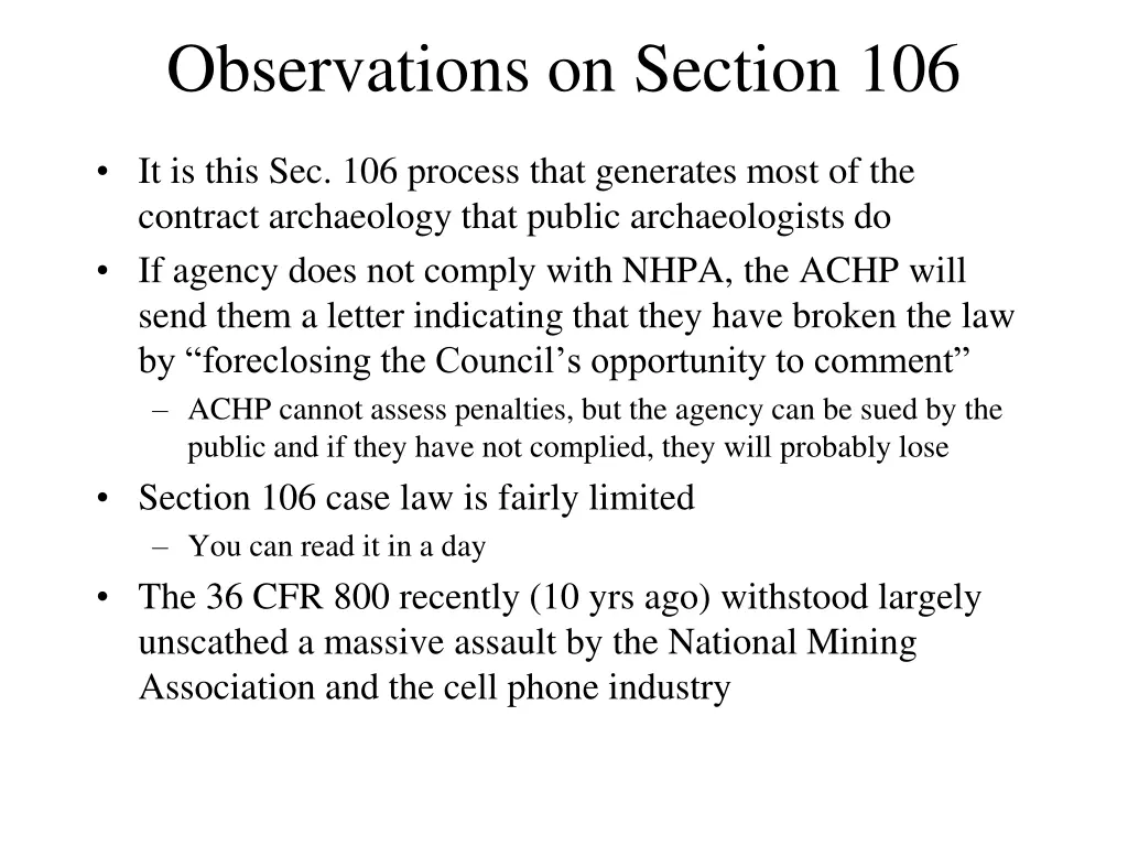 observations on section 106