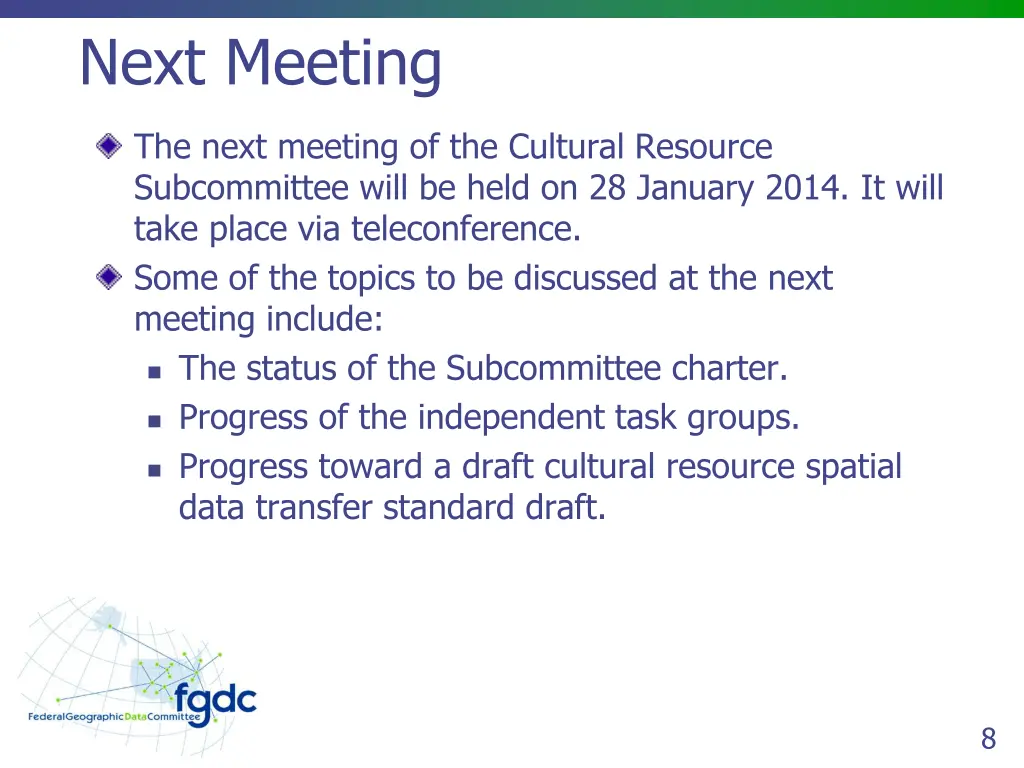 next meeting