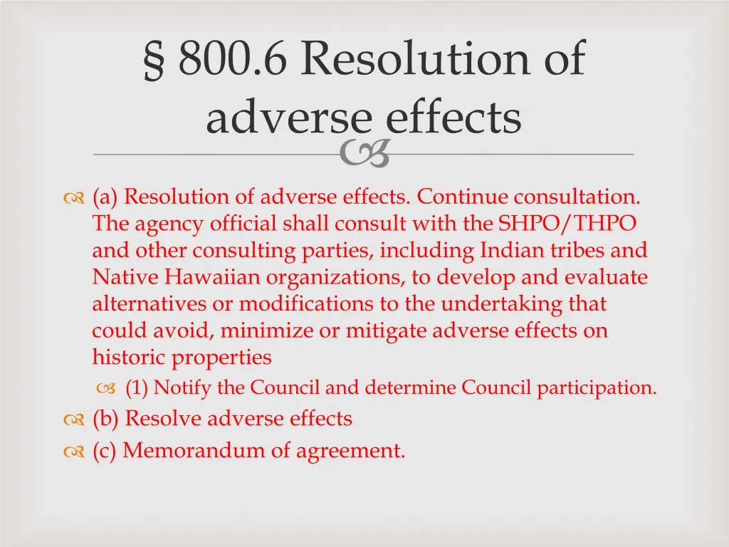 800 6 resolution of adverse effects