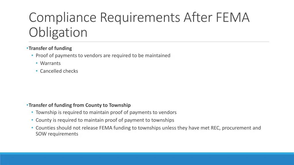 compliance requirements after fema obligation 2