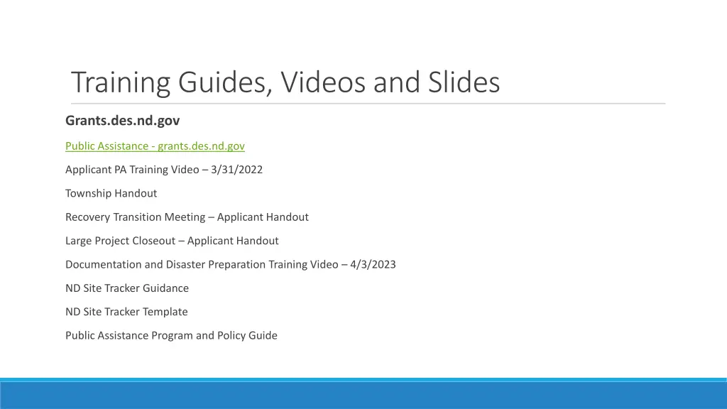 training guides videos and slides