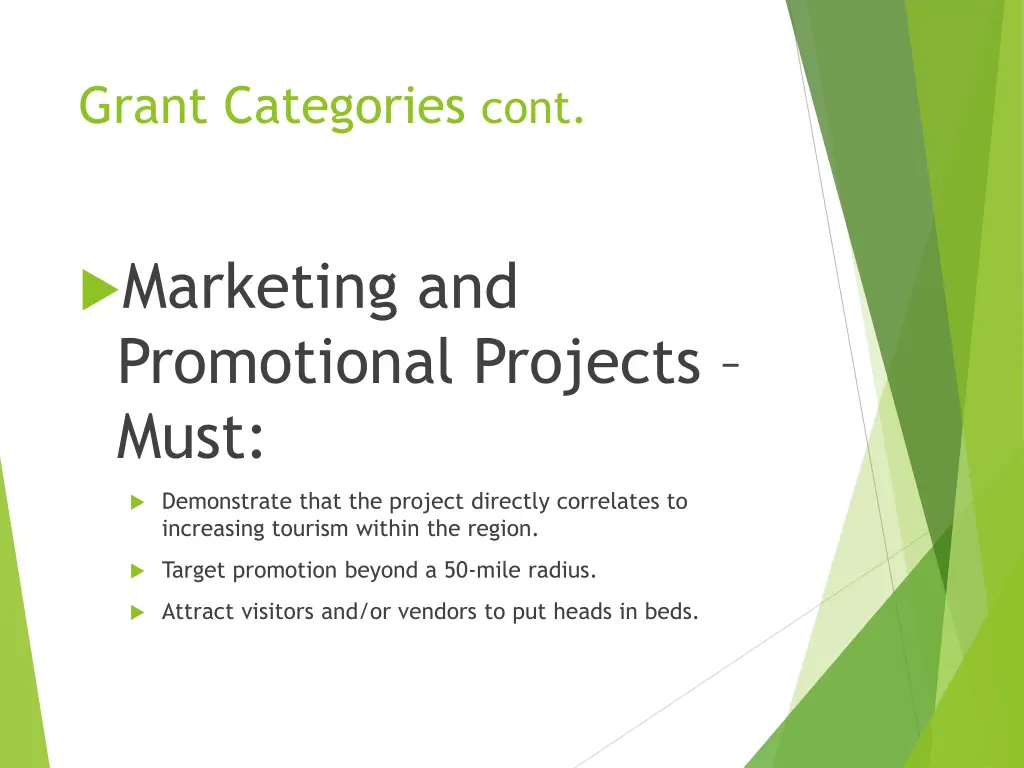 grant categories cont