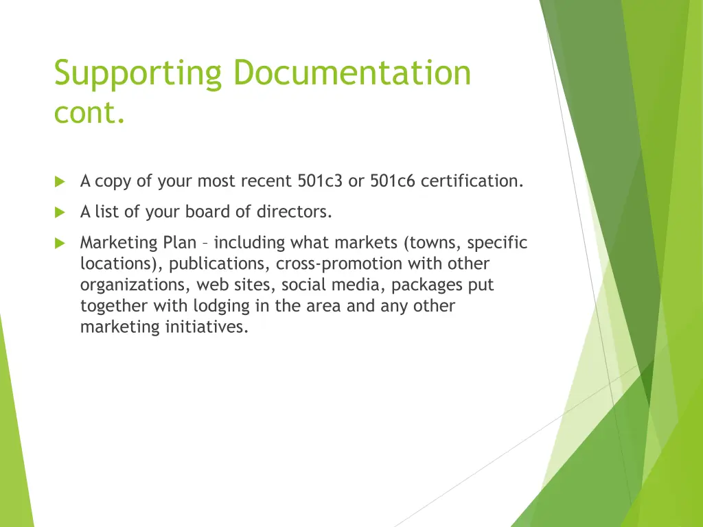 supporting documentation cont
