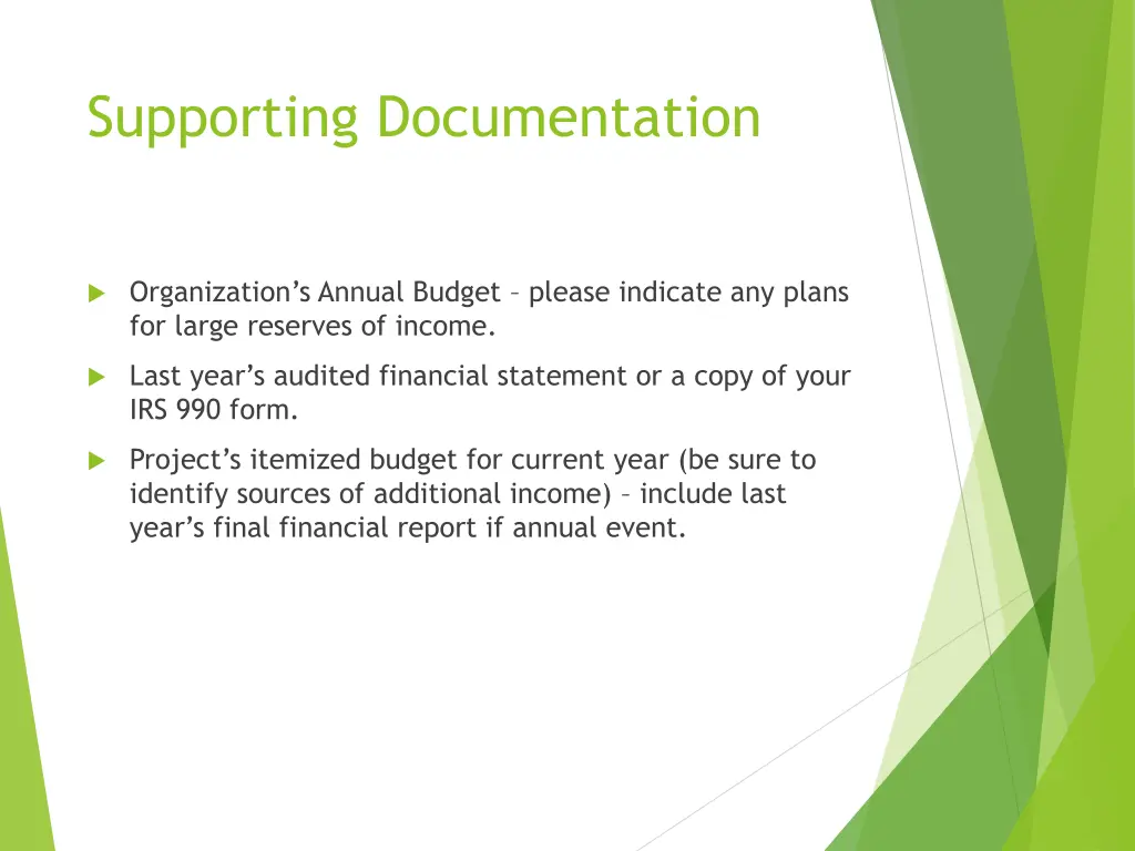 supporting documentation