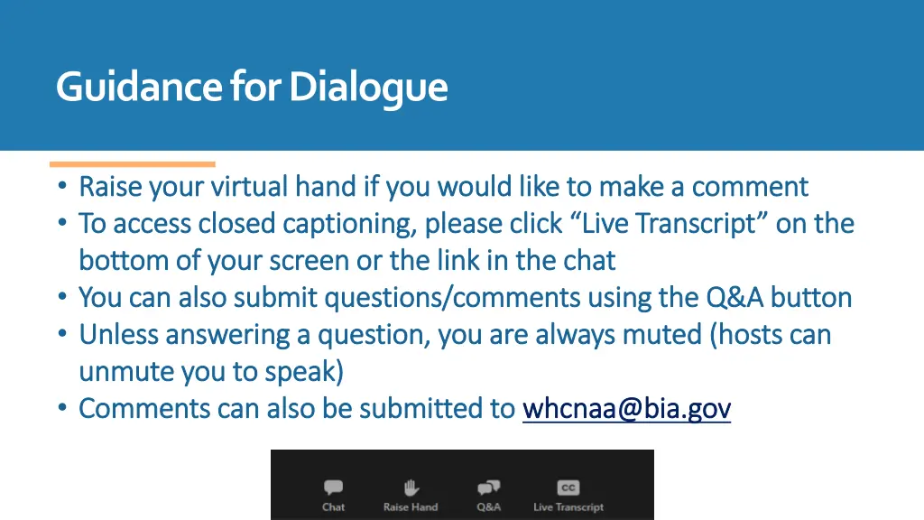 guidance for dialogue