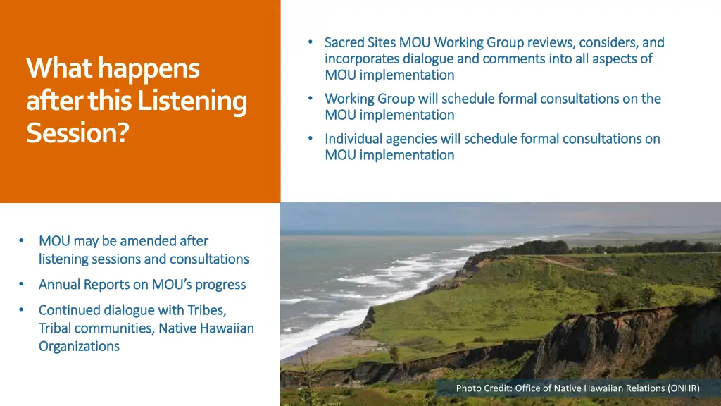 sacred sites mou working group reviews considers