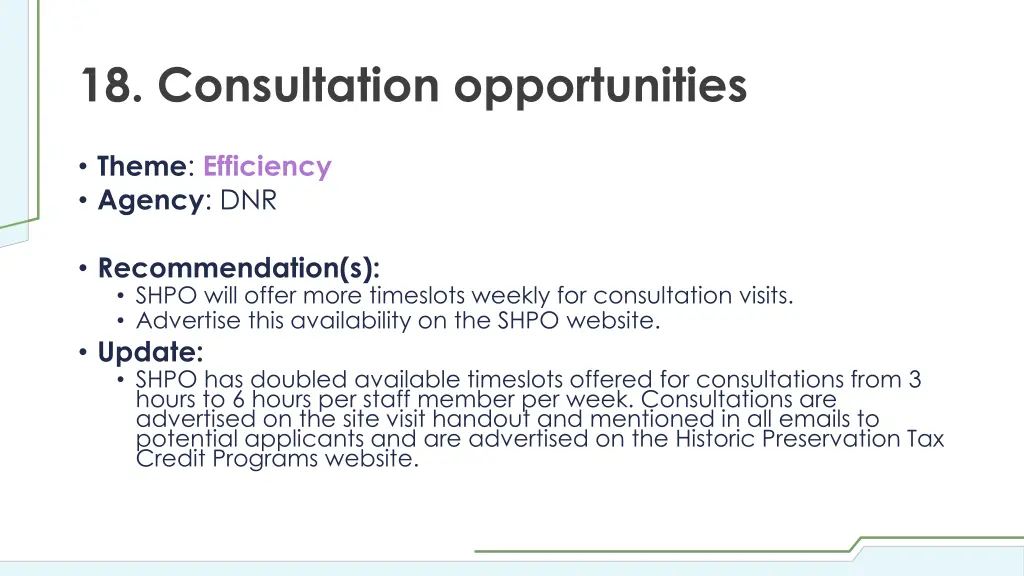 18 consultation opportunities