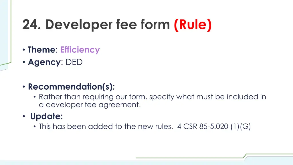 24 developer fee form rule
