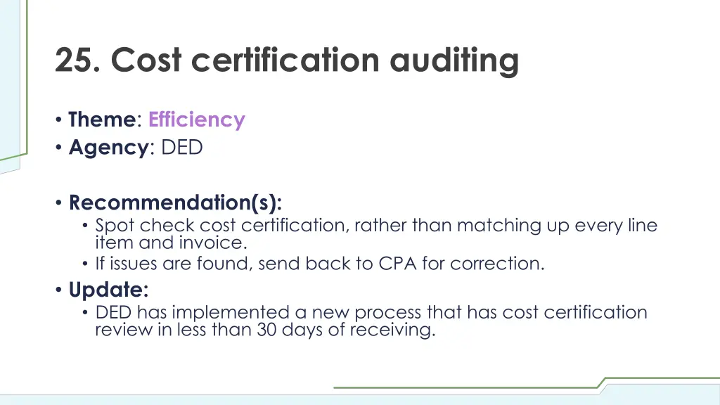 25 cost certification auditing