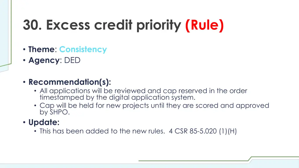 30 excess credit priority rule