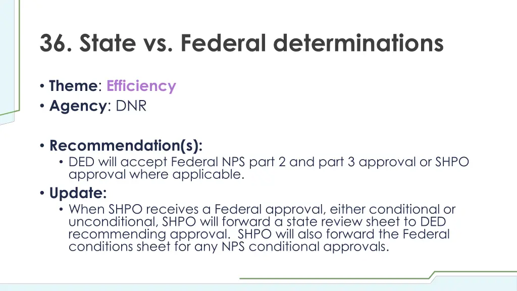 36 state vs federal determinations