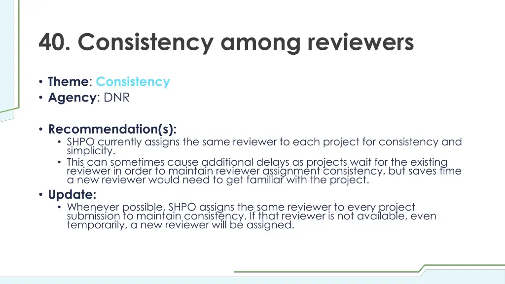 40 consistency among reviewers