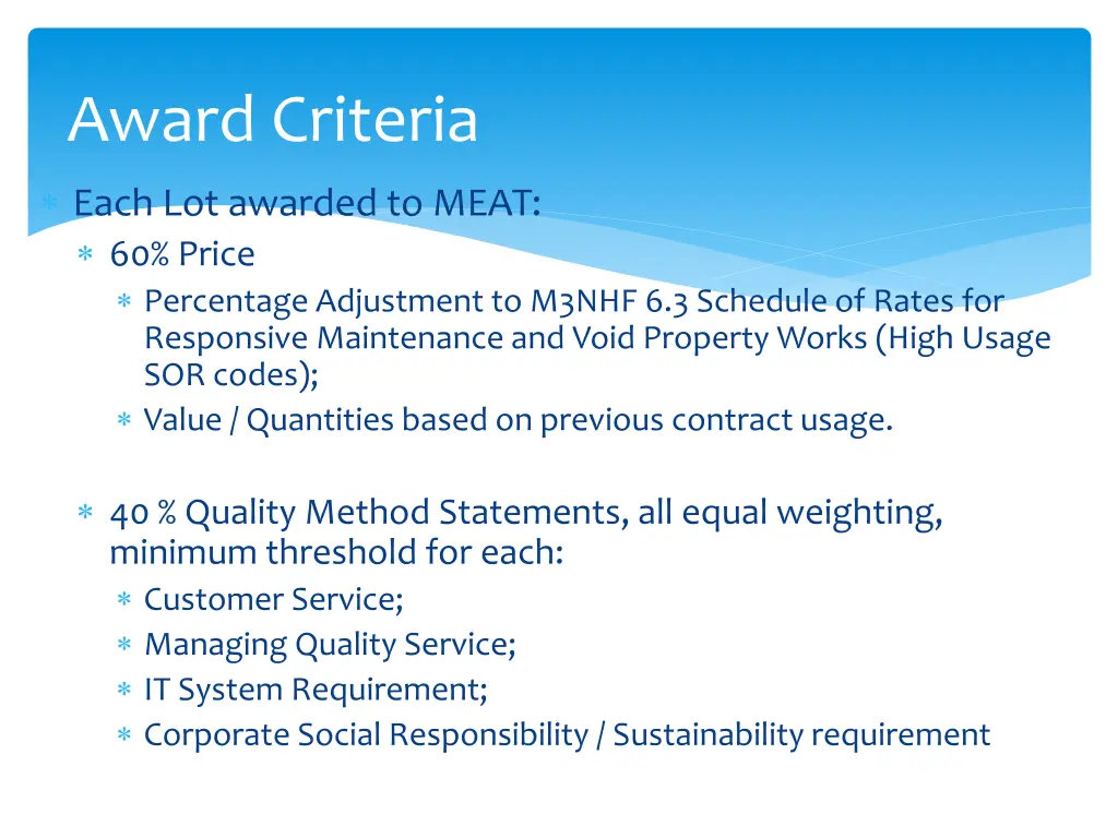 award criteria