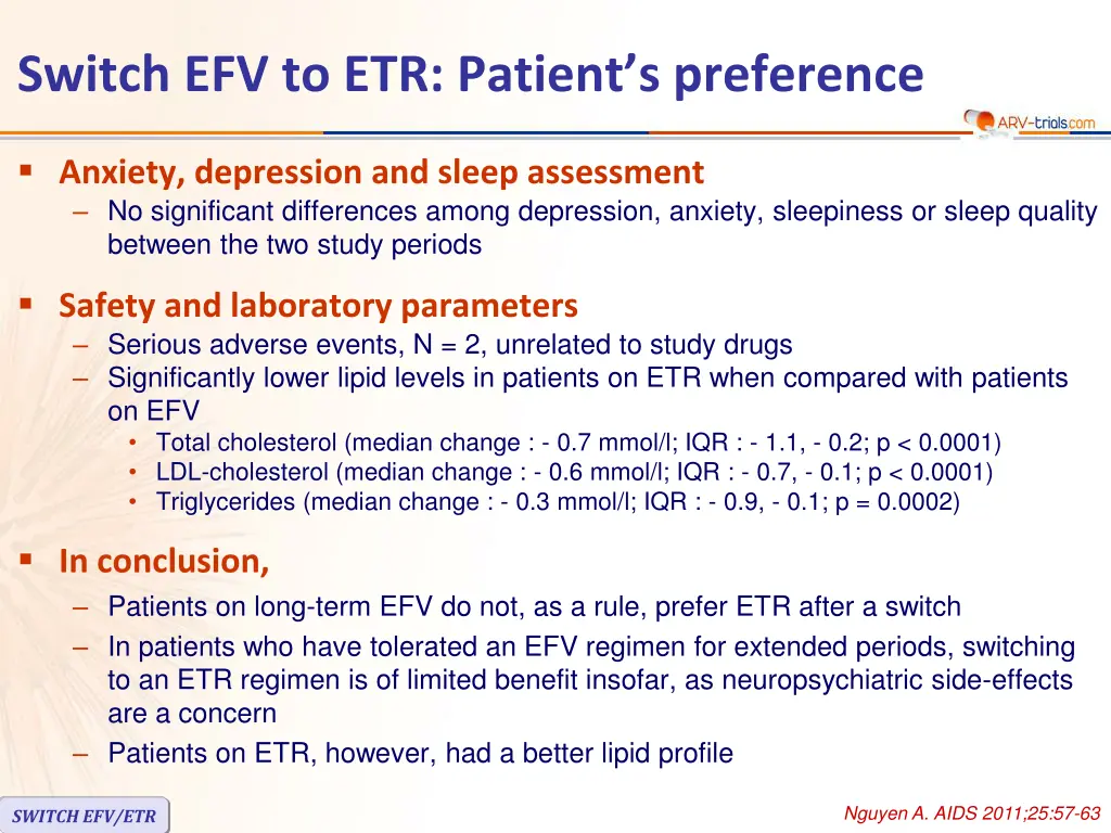 switch efv to etr patient s preference 3