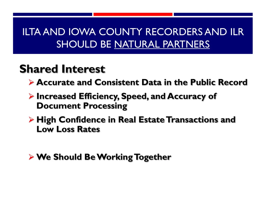 ilta and iowa county recorders and ilr should