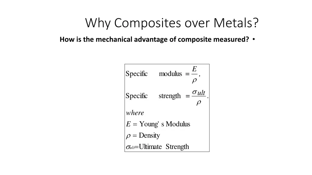 why composites over metals