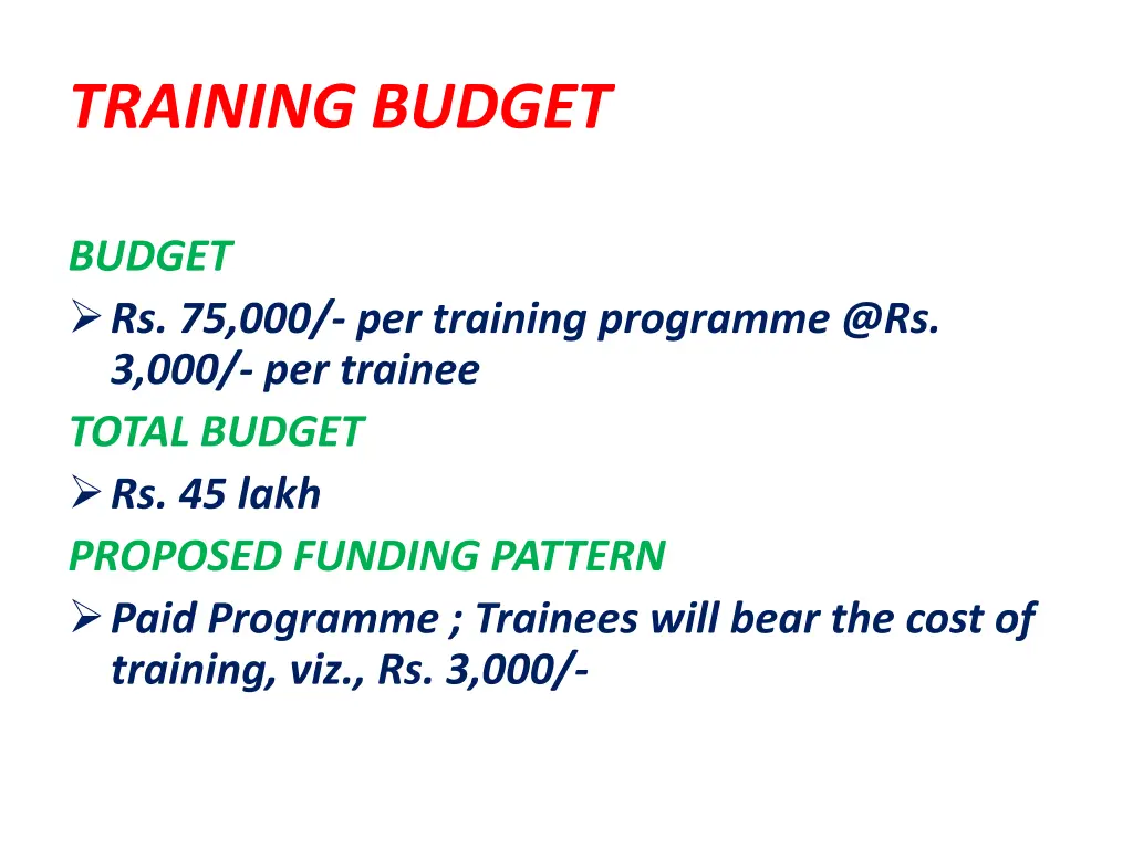 training budget