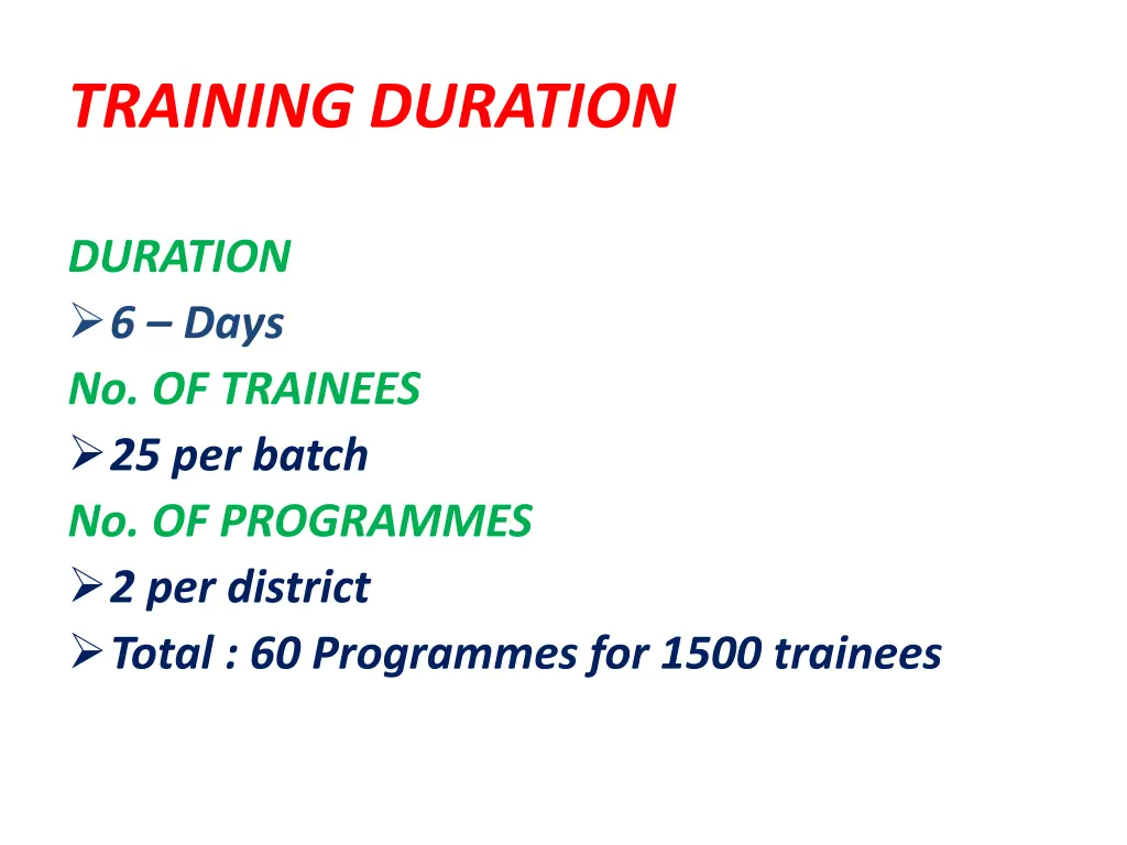 training duration