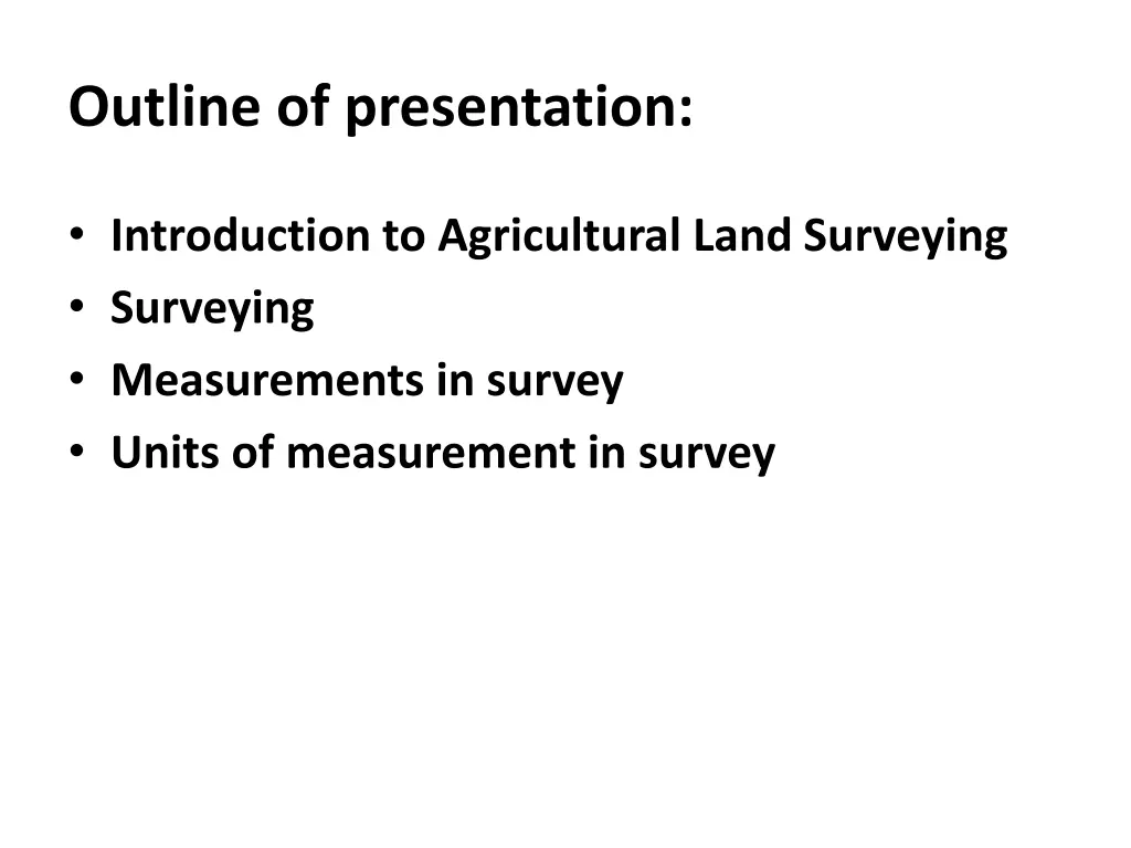 outline of presentation