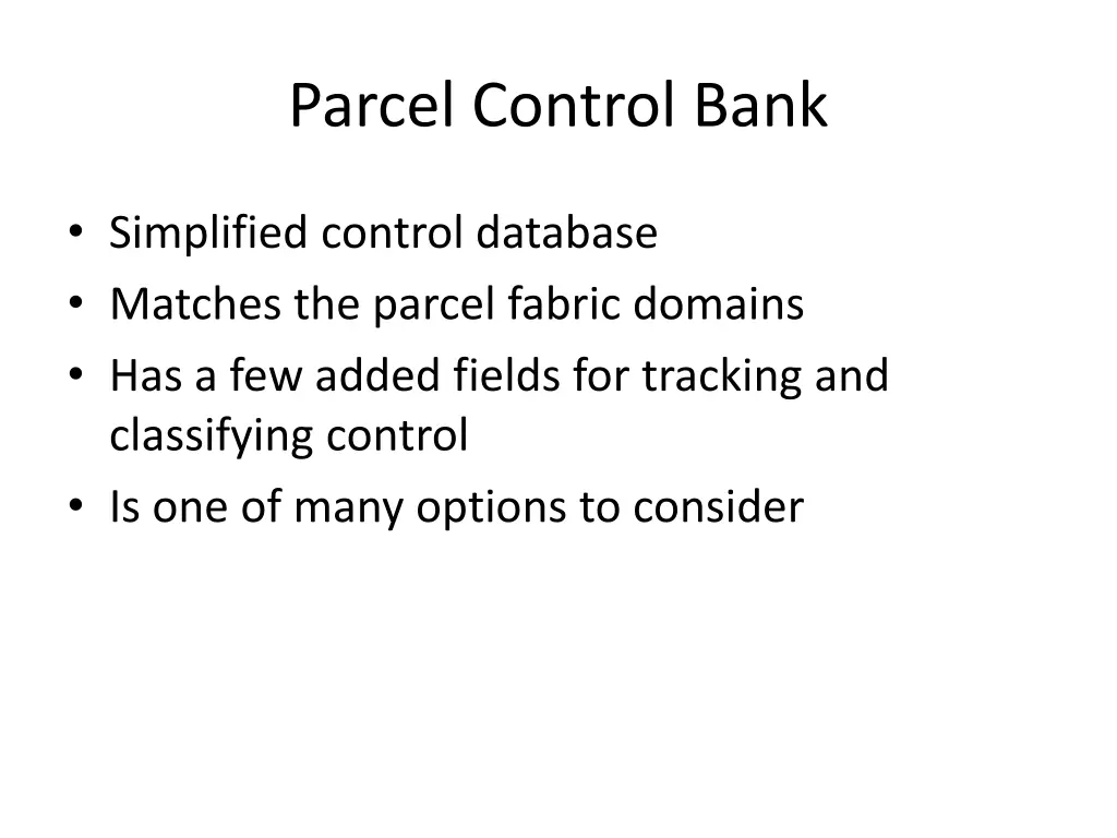 parcel control bank