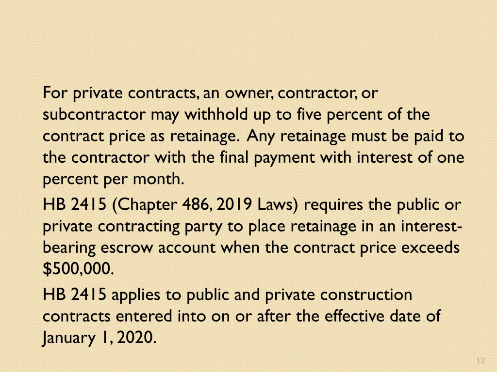 for private contracts an owner contractor