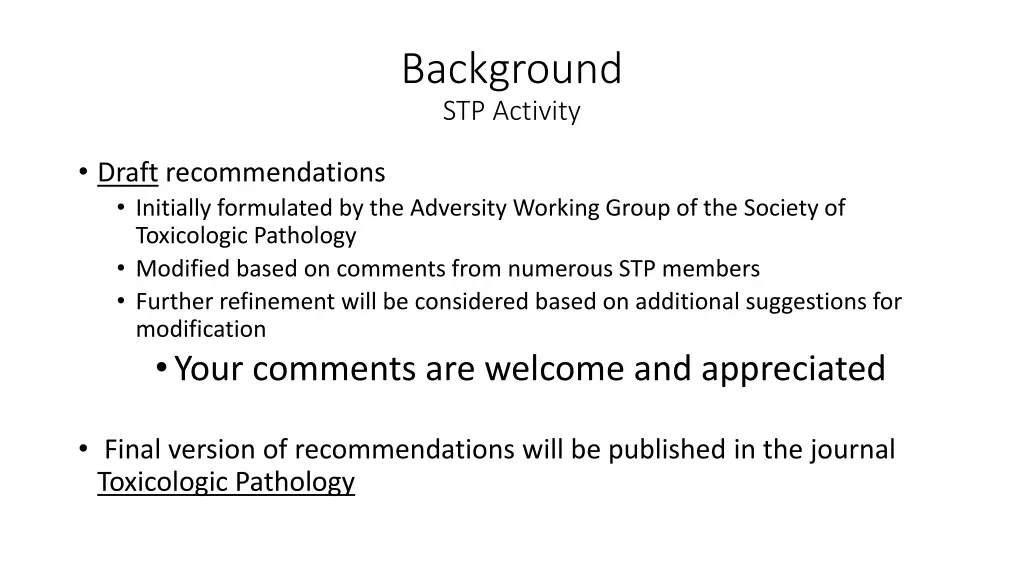 background stp activity