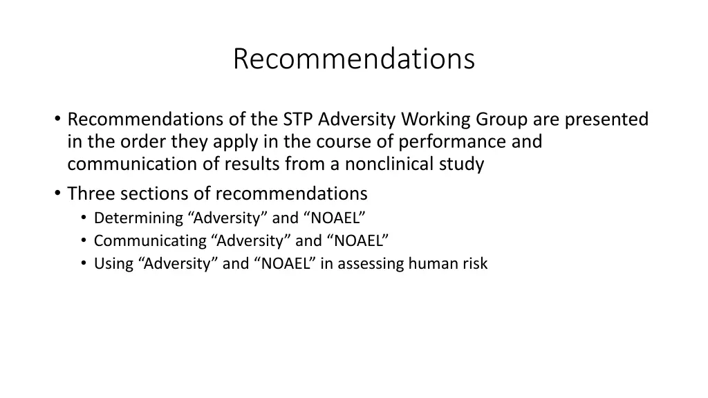 recommendations