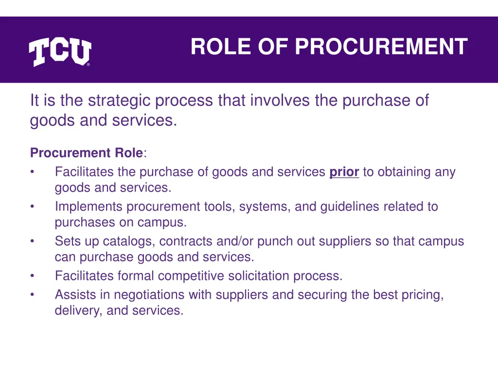 role of procurement