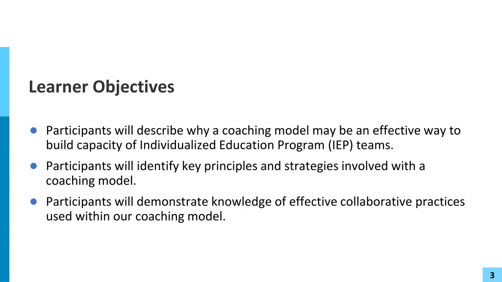 learner objectives