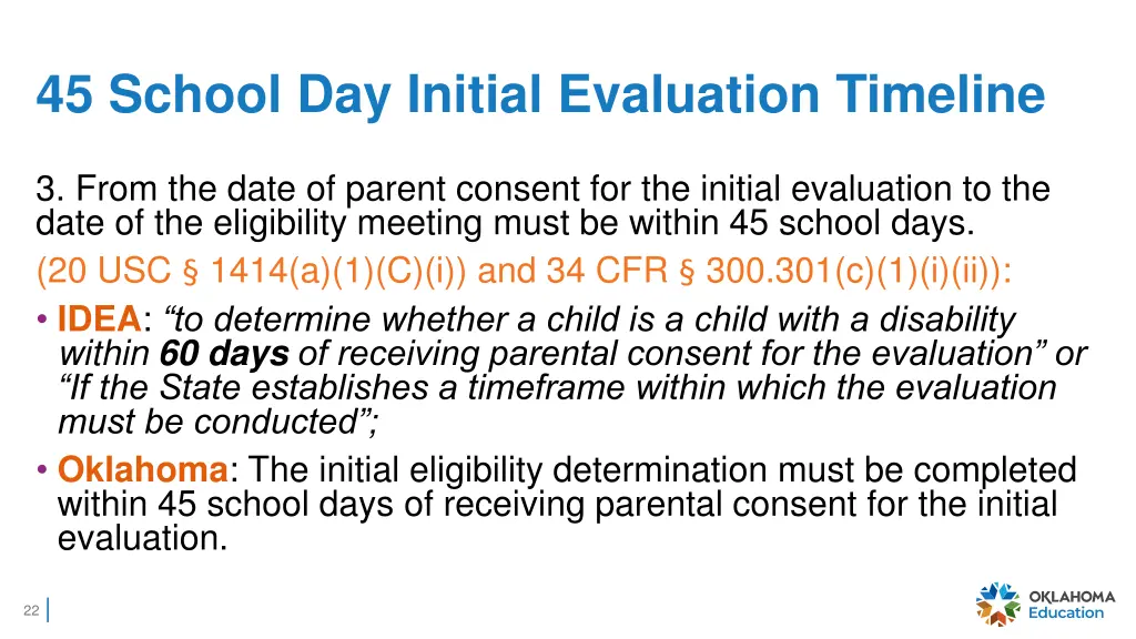 45 school day initial evaluation timeline