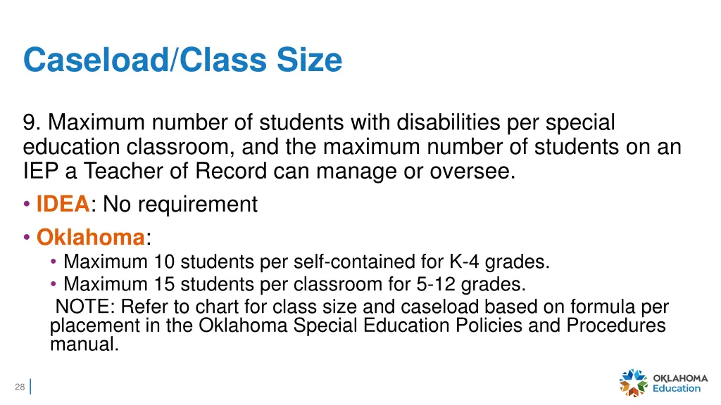 caseload class size