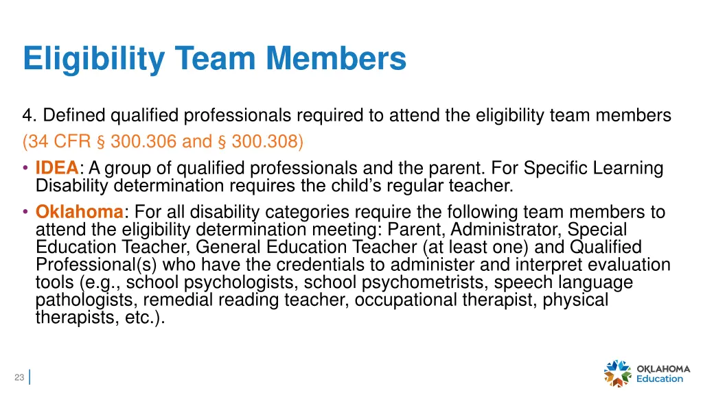 eligibility team members