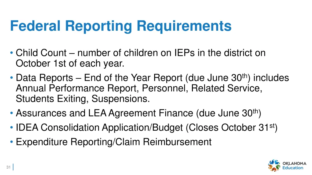 federal reporting requirements