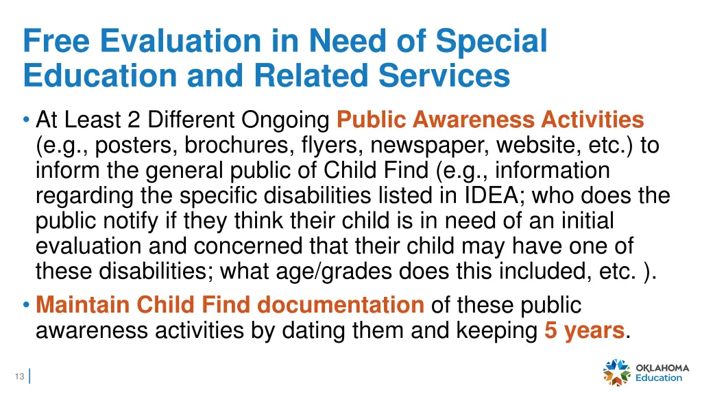 free evaluation in need of special education
