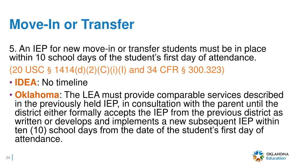 move in or transfer