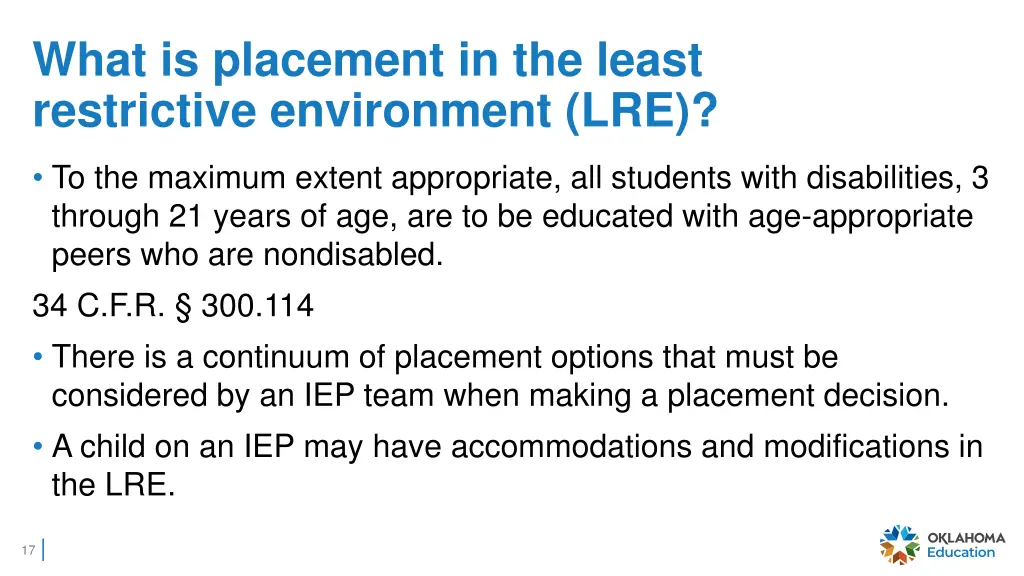 what is placement in the least restrictive