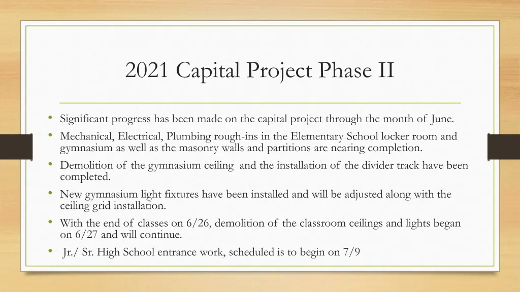 2021 capital project phase ii
