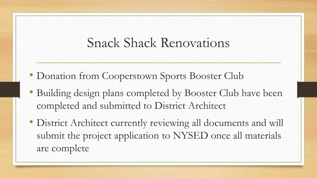 snack shack renovations