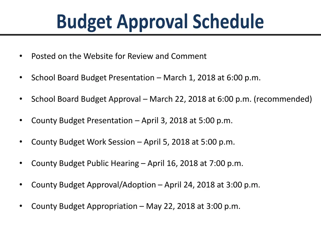 budget approval schedule