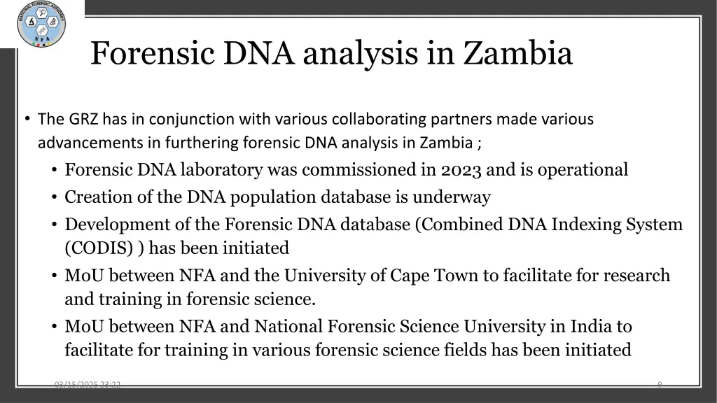 forensic dna analysis in zambia