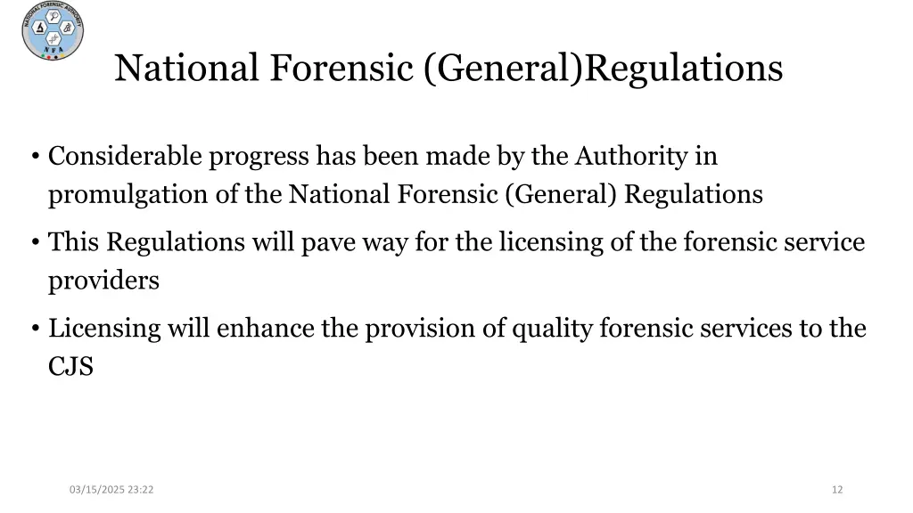 national forensic general regulations