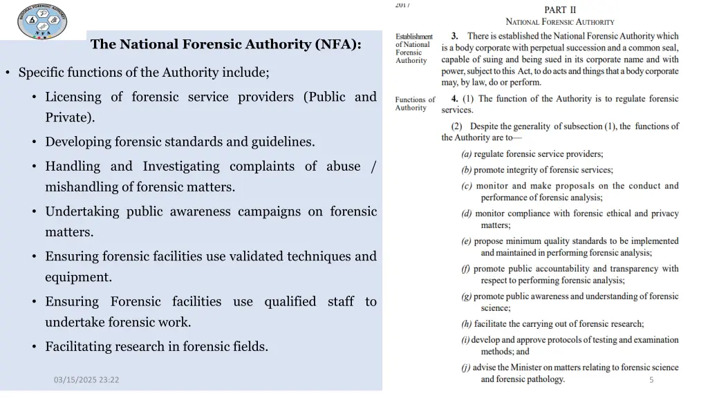the national forensic authority nfa 1