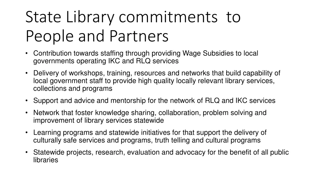 state library commitments to people and partners