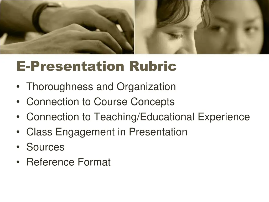 e presentation rubric thoroughness