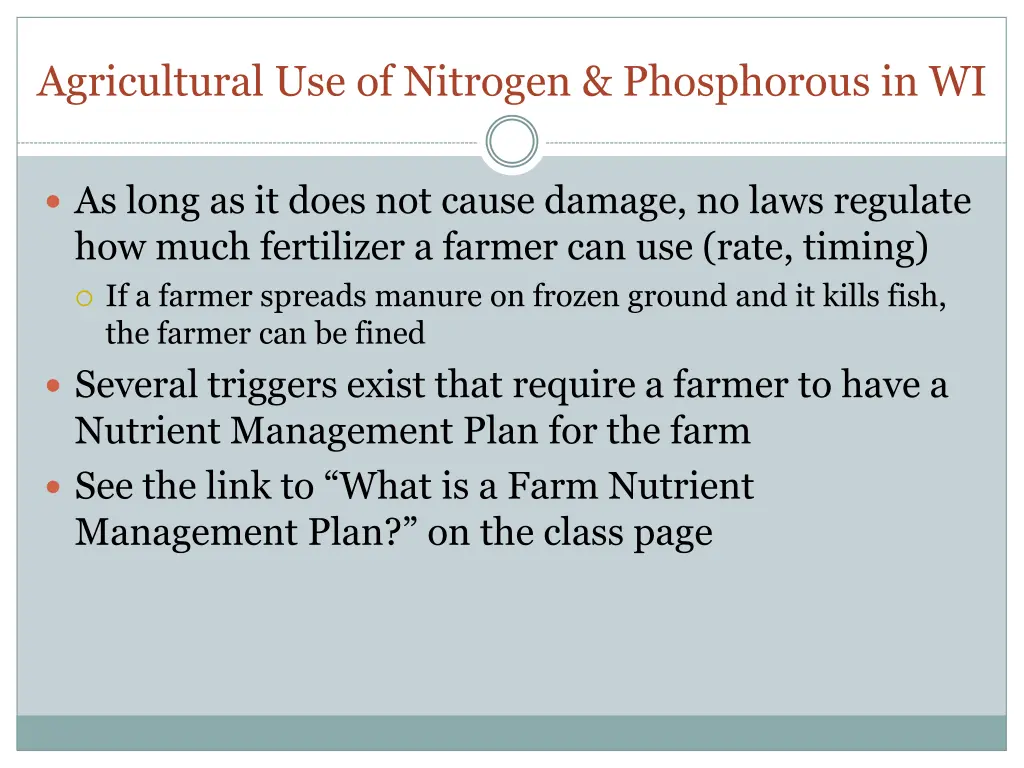 agricultural use of nitrogen phosphorous in wi