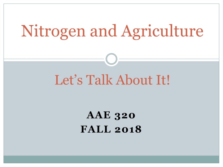 nitrogen and agriculture
