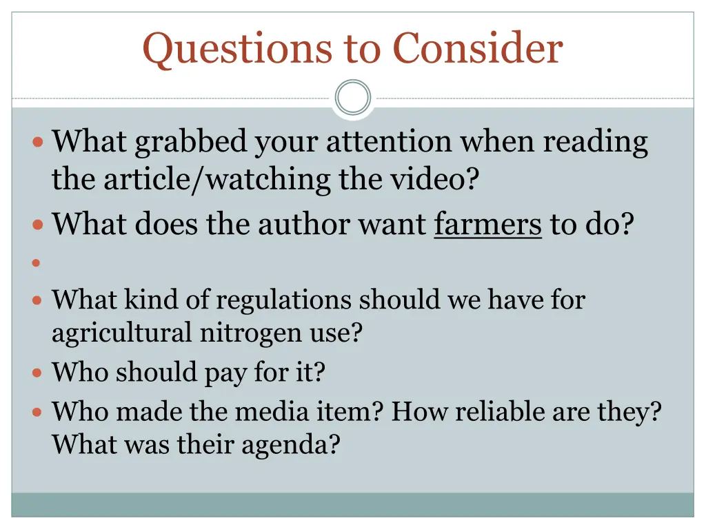 questions to consider